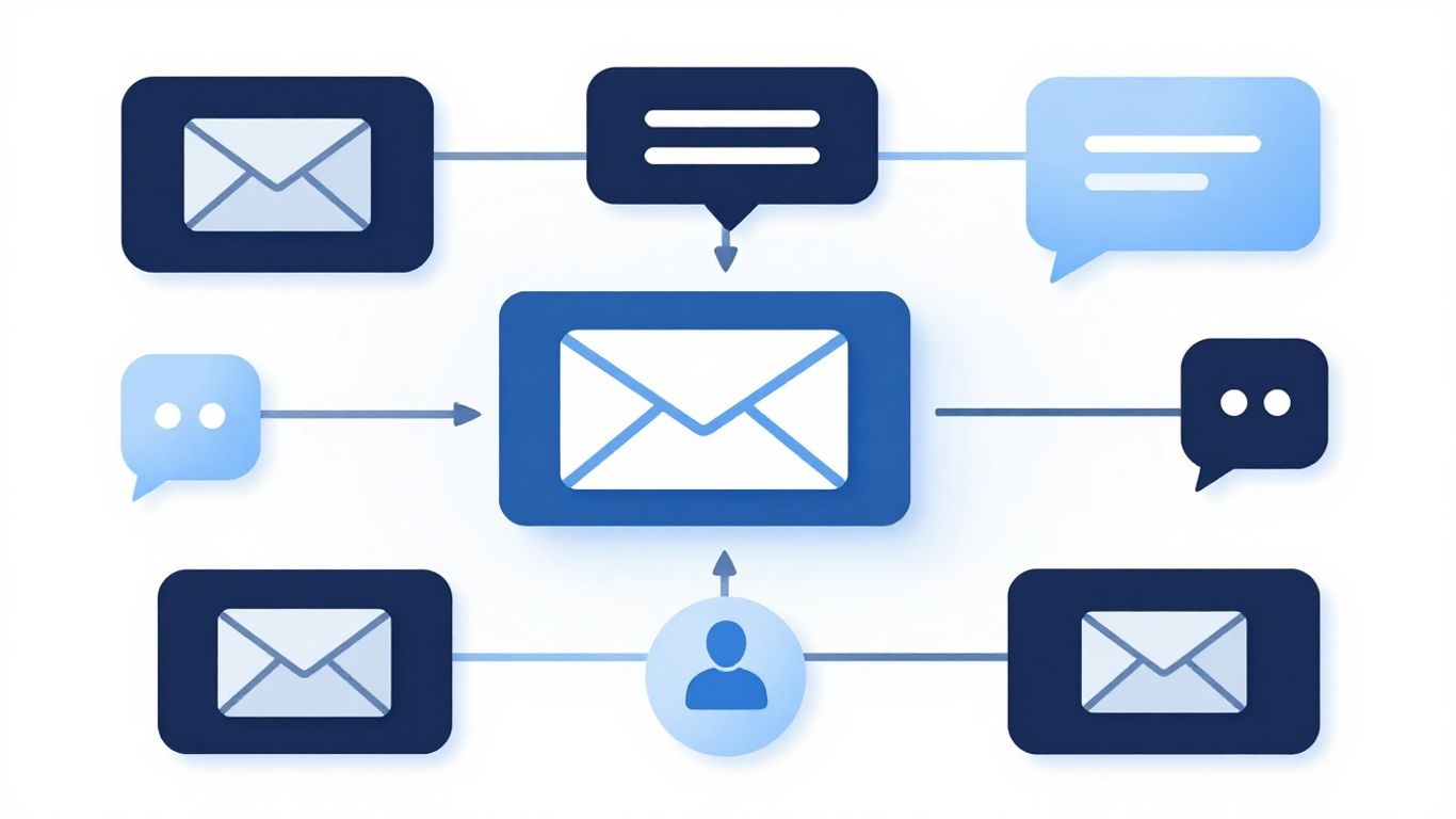 Email header analysis infographic with technical connections.