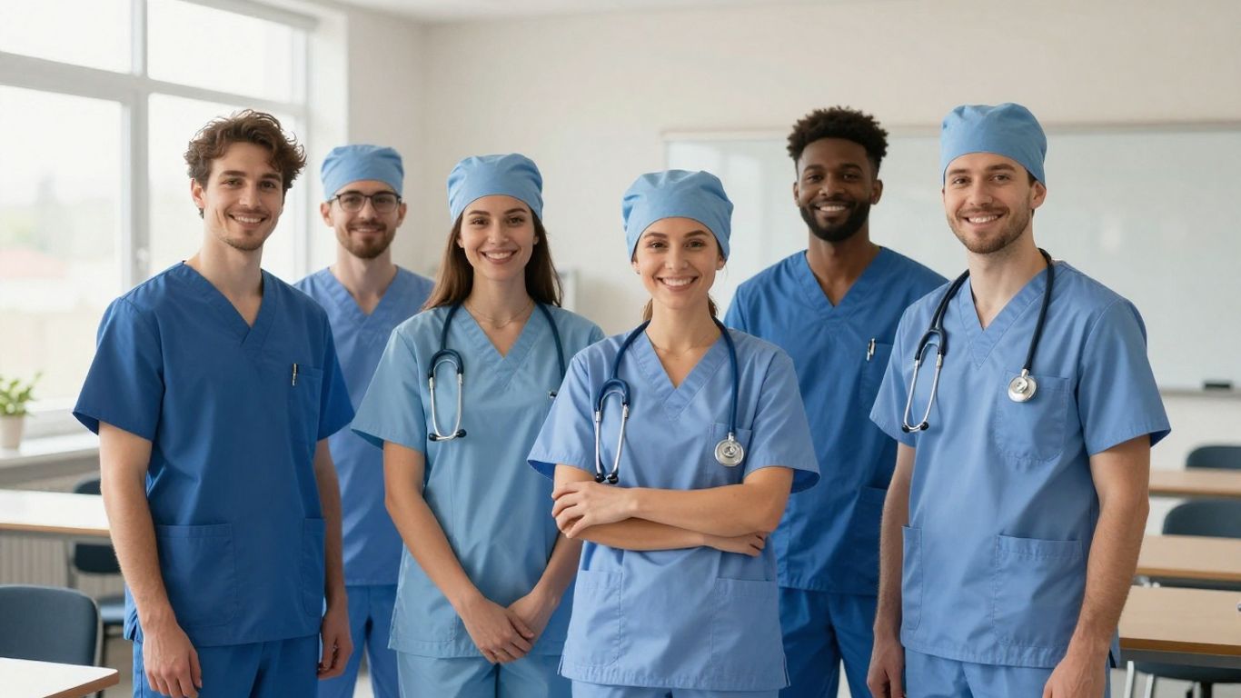 Students in CNA class smiling, ready for healthcare careers.