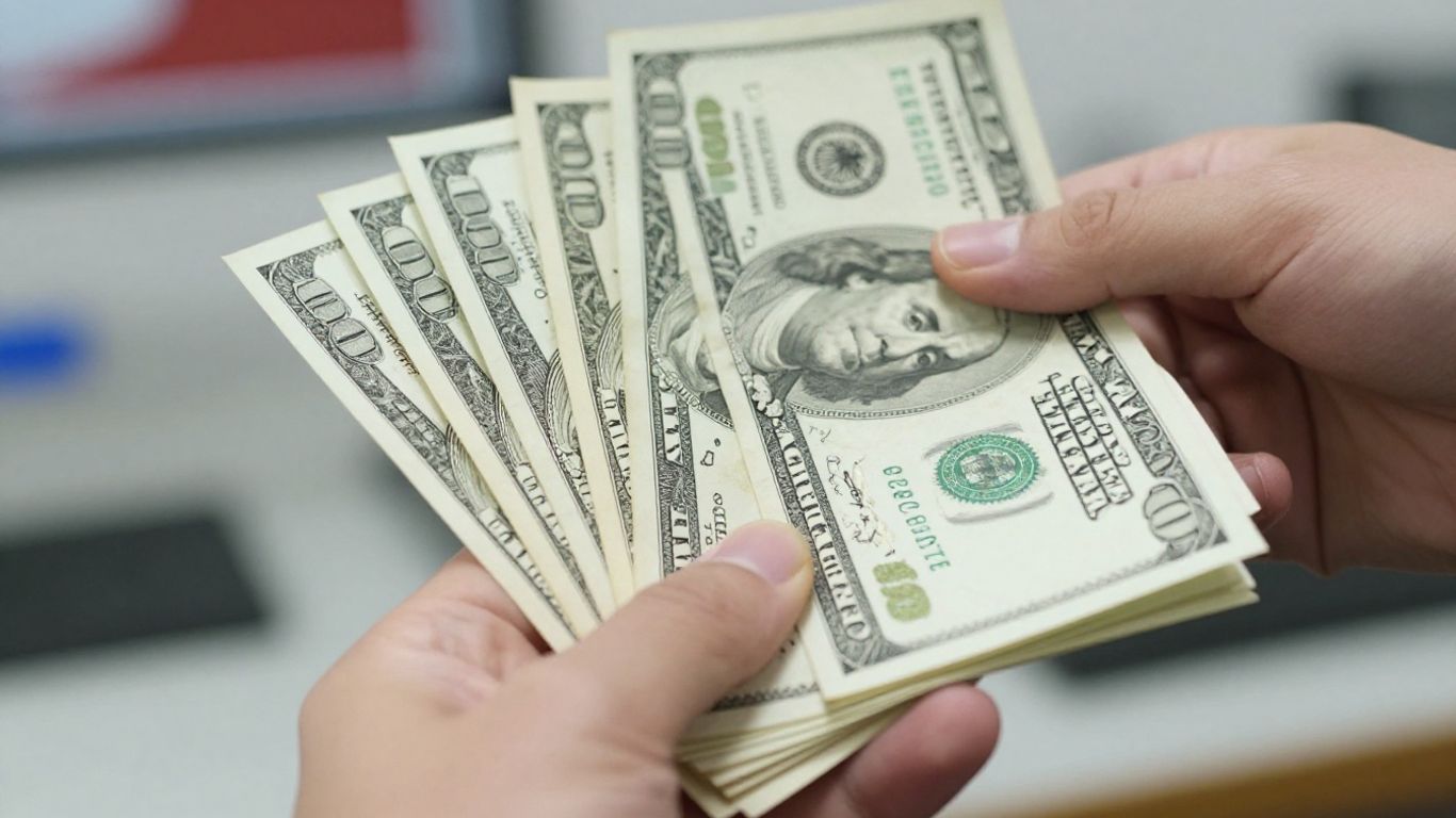 Hand holding money, bad credit loan concept