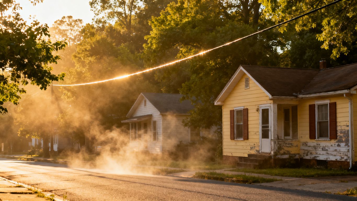 Chickamauga neighborhood street during hot summer day.