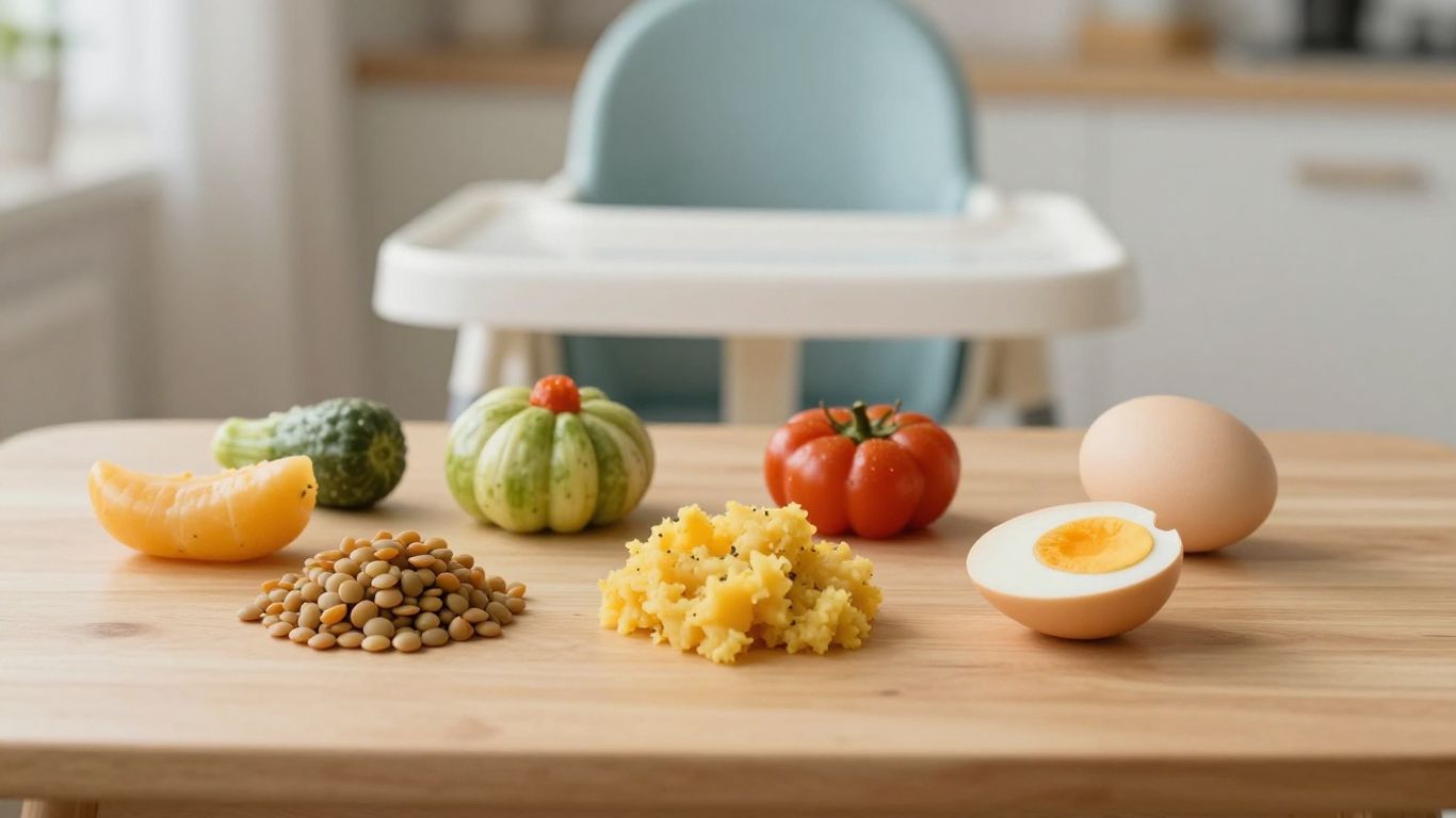 Alimentos variados preparados para bebé