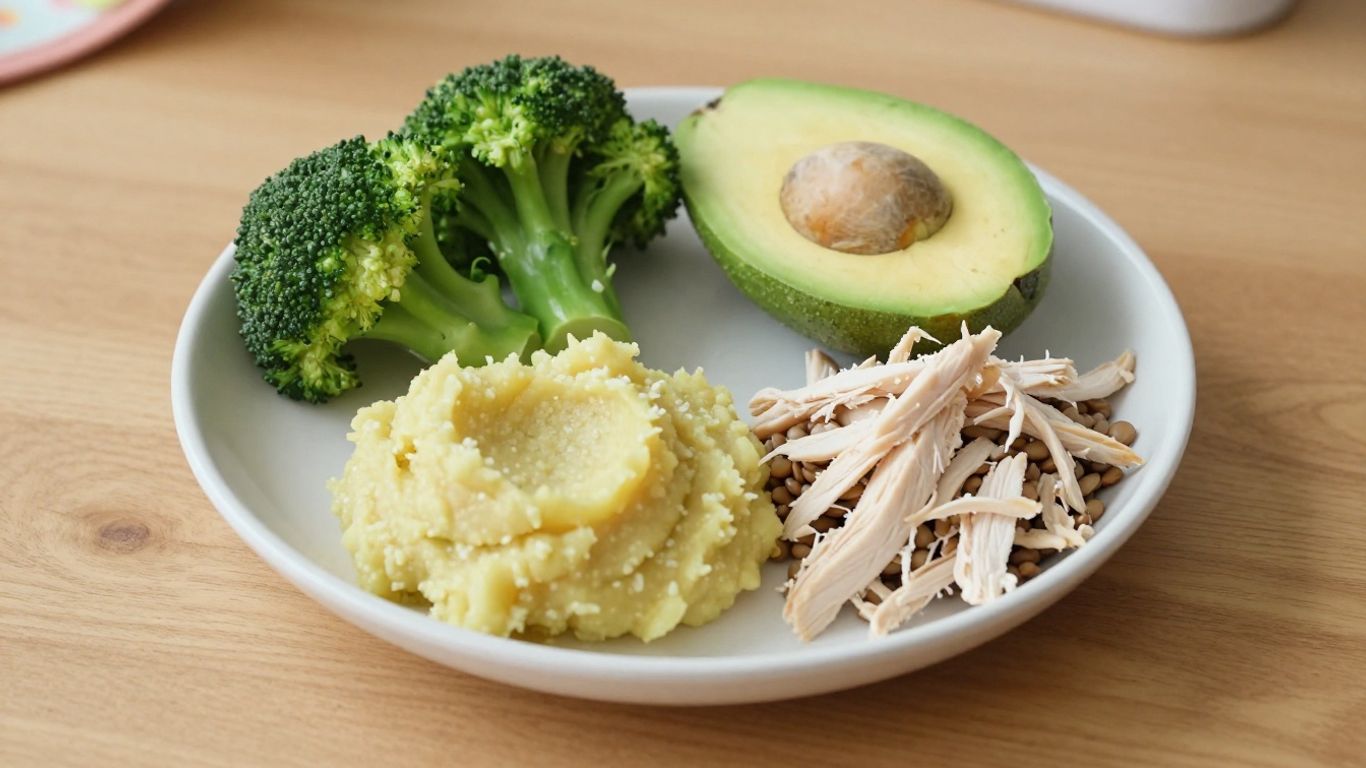 Plato colorido con alimentos blandos para bebé