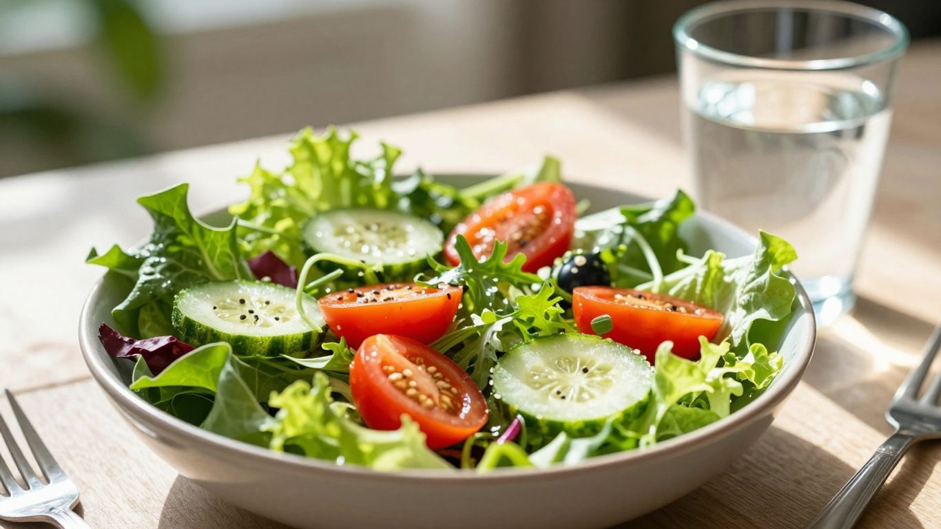 Person considering healthy food for weight loss.