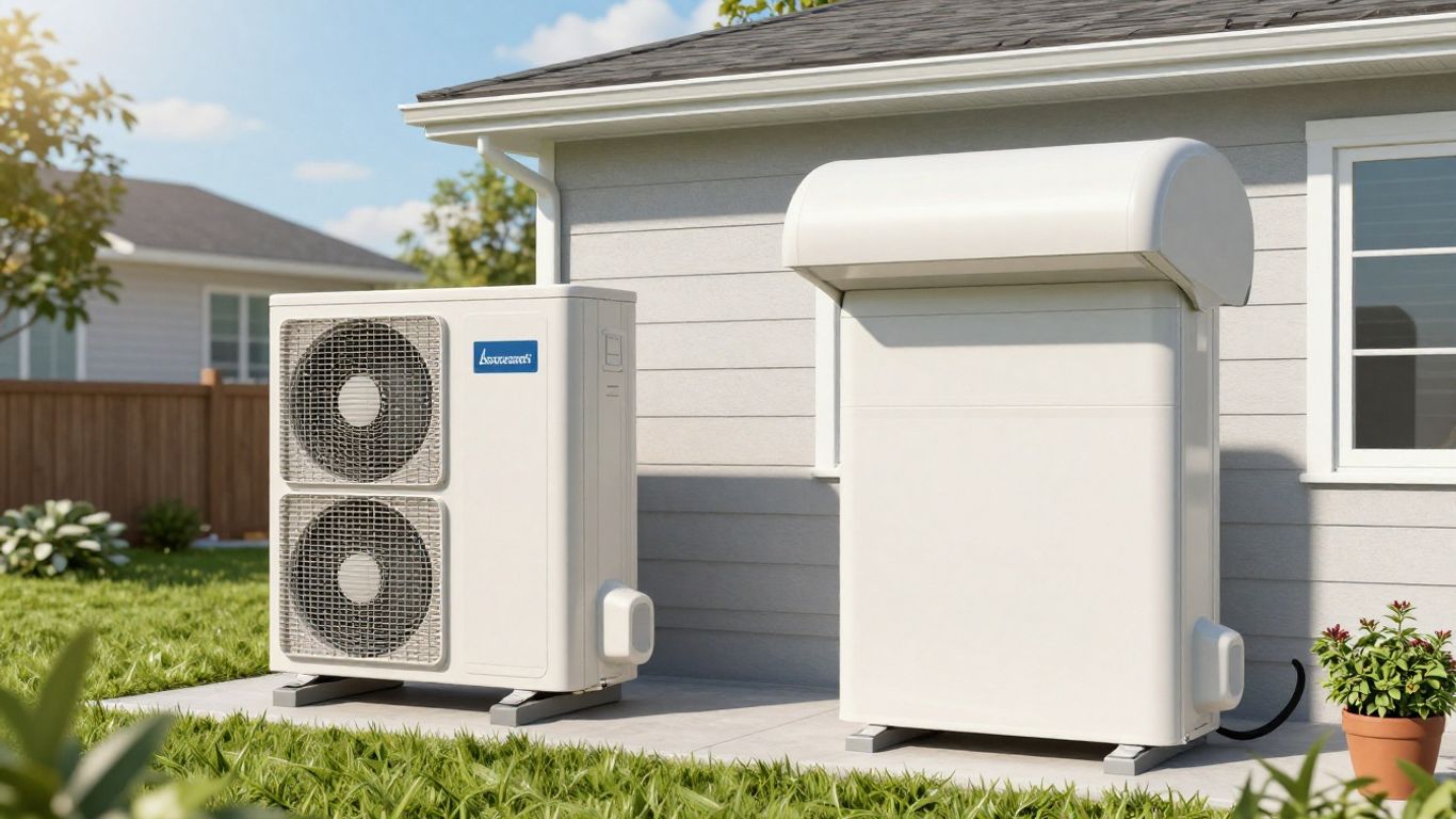 Heat pump and AC units outside a home