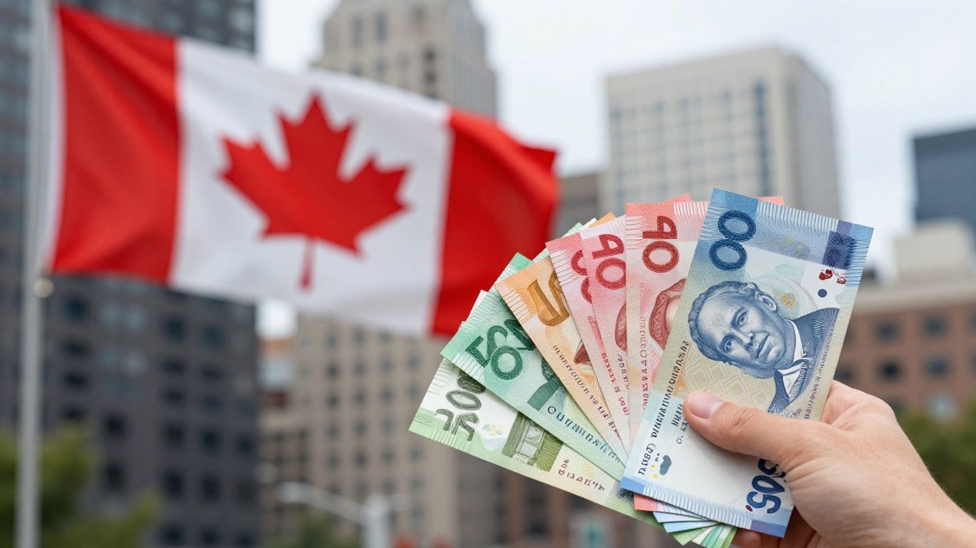 Canadian flag and money for no credit check loans