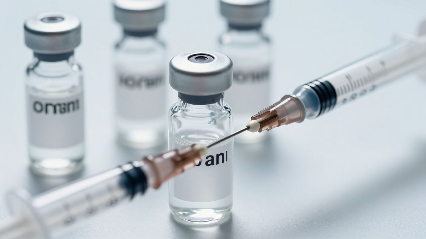 Peptide vials and syringe for preparation.
