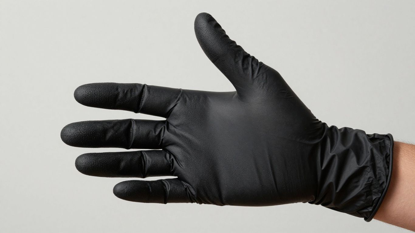 Ein vermessener schwarzer Nitrilhandschuh für perfekte Passform