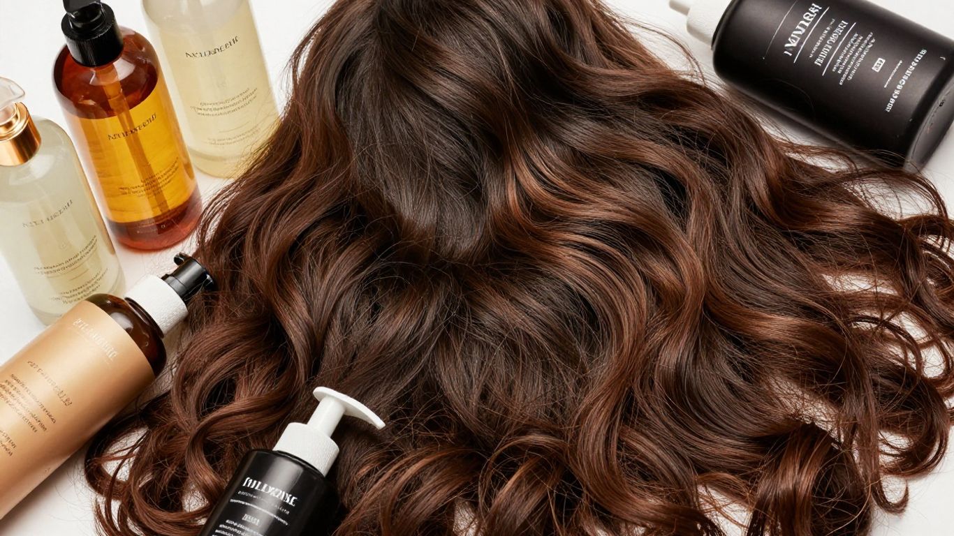 Diverse hair textures with moisturizing hair products.