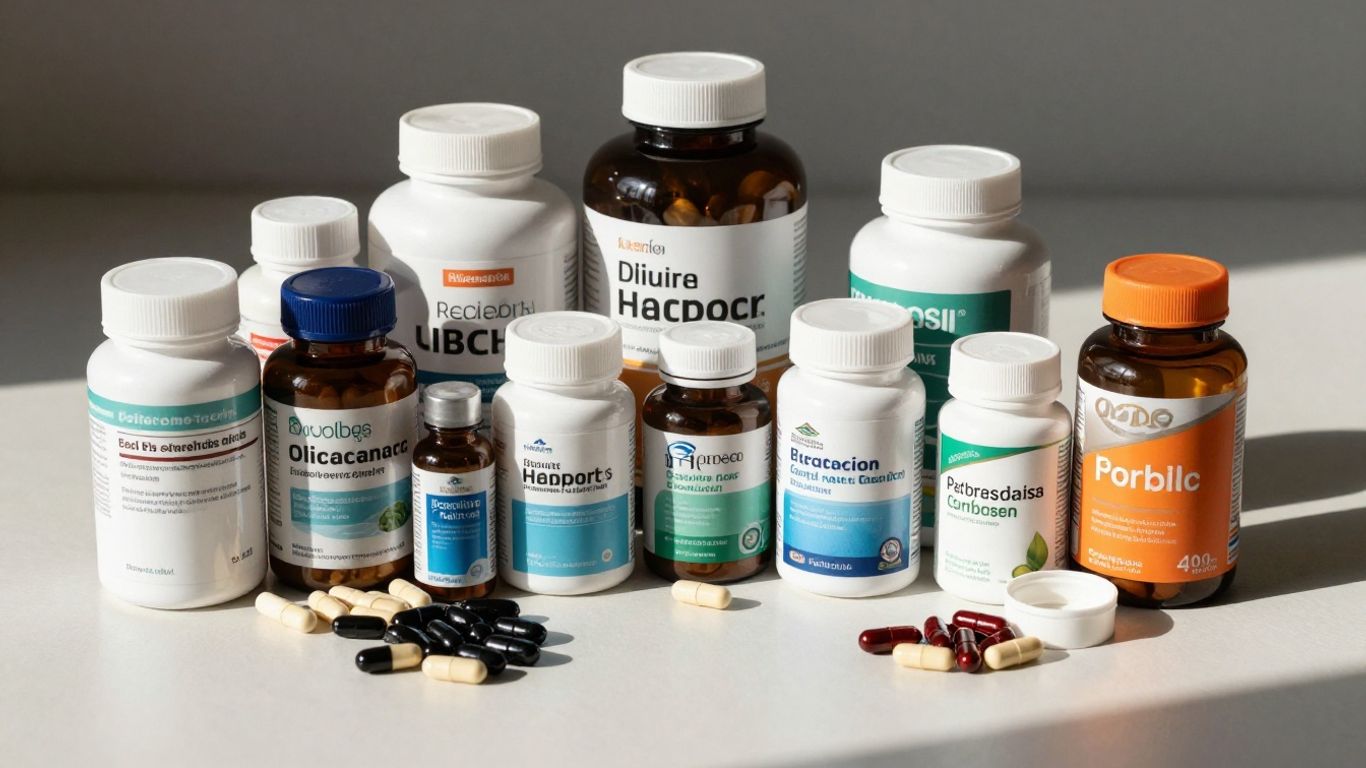 Supplement bottles and capsules for SARM recovery.