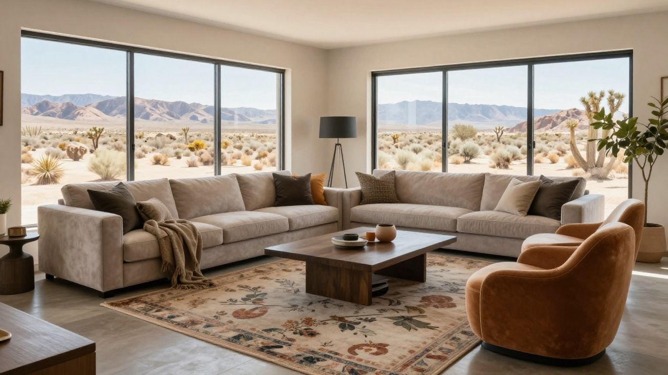 Joshua Tree Airbnb furniture package living room interior.