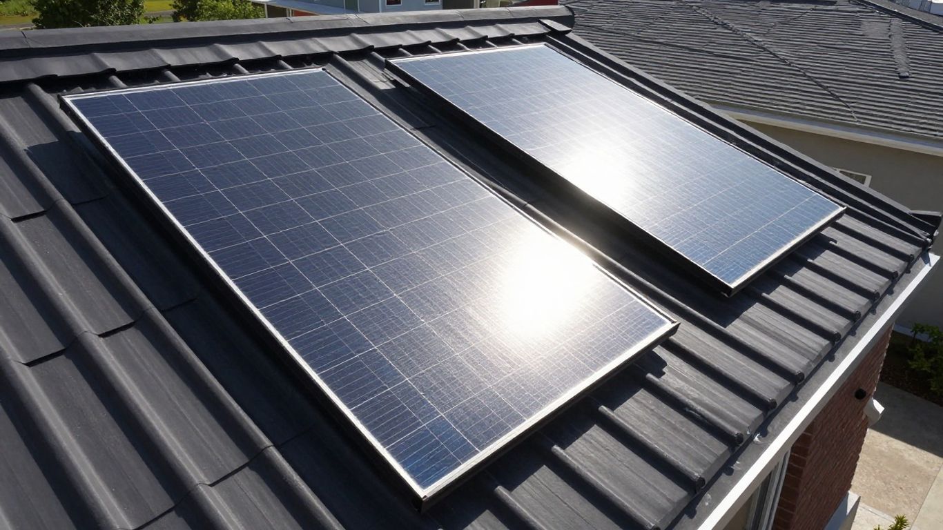 Tuiles solaires comparées aux panneaux solaires traditionnels sur un toit.