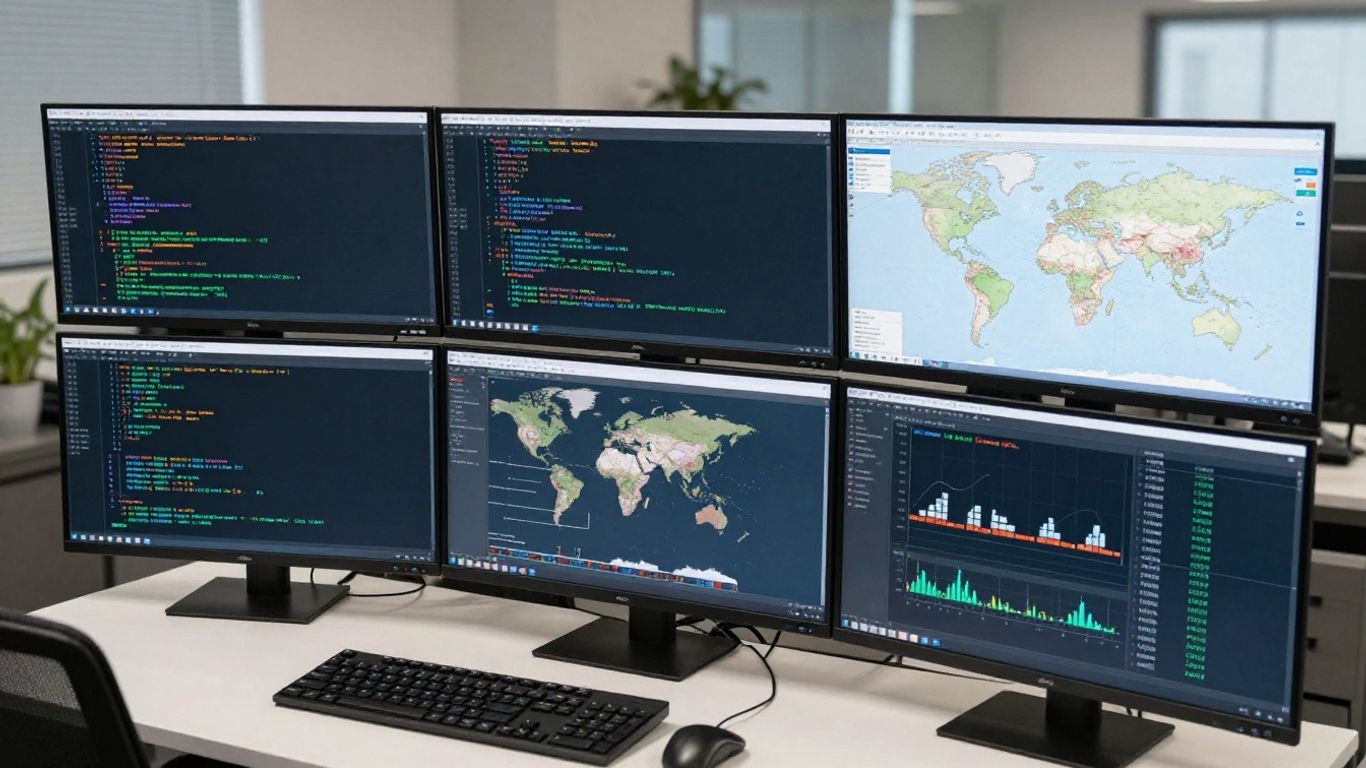 Digital devices displaying shop data and software