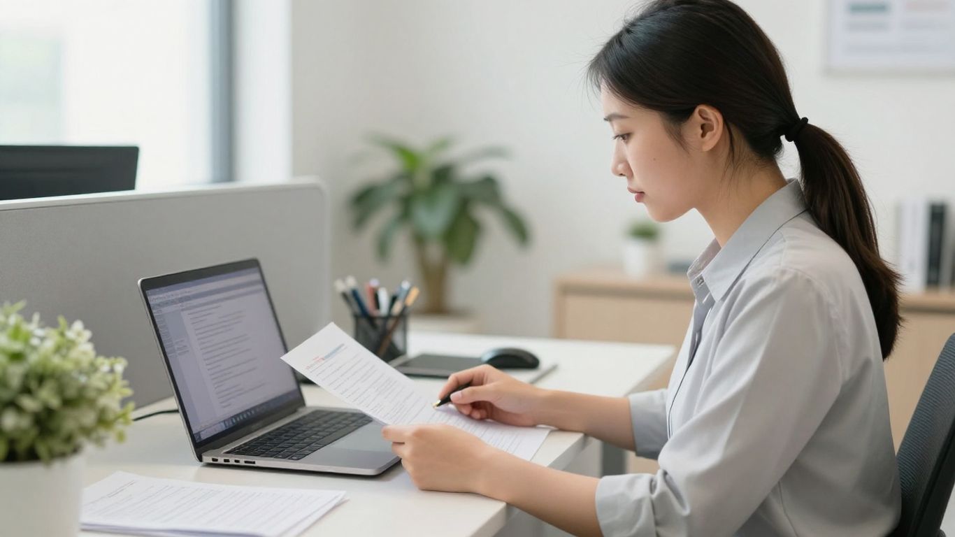 Practice manager reviewing secure billing workflow