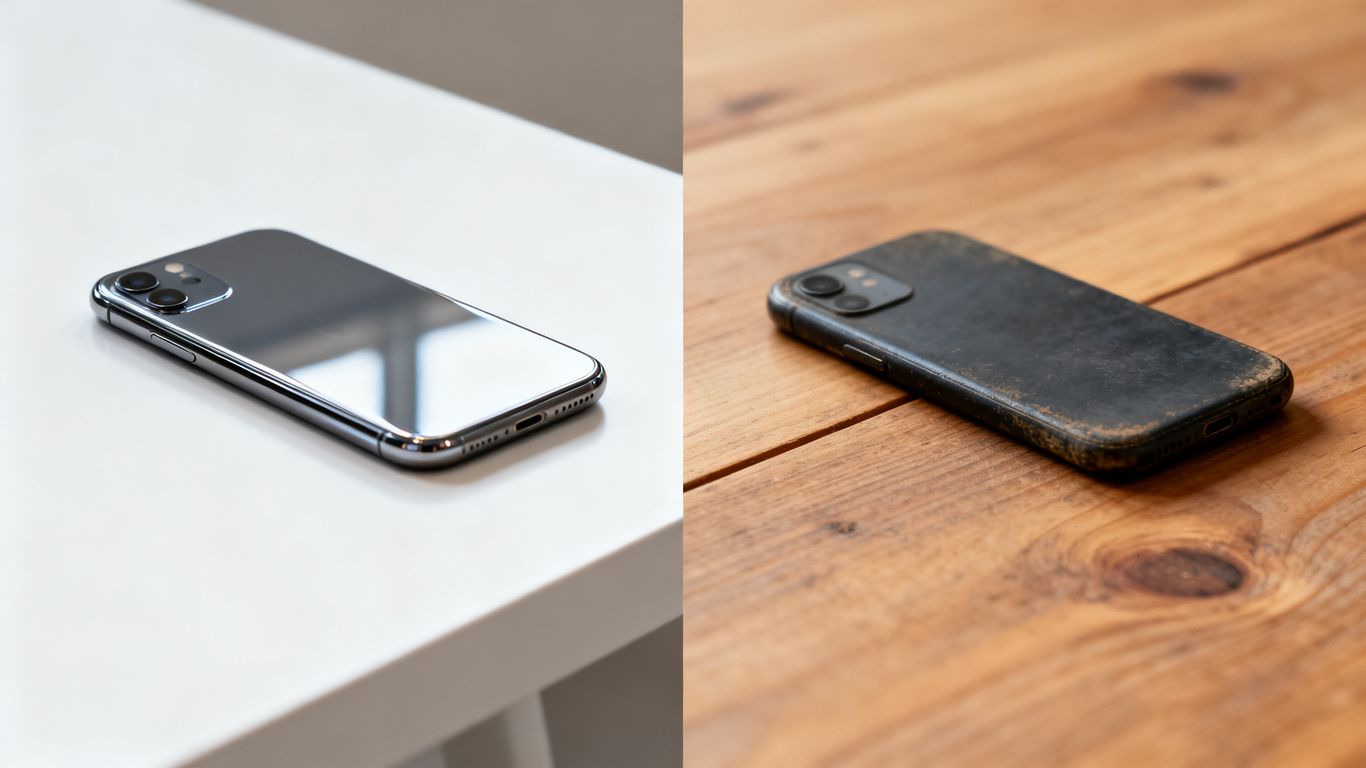 Vergleich von neuwertigem und gebrauchtem Smartphone