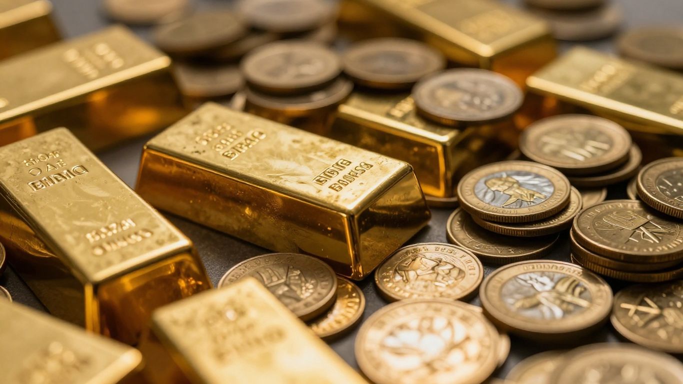 各种金条和金币。