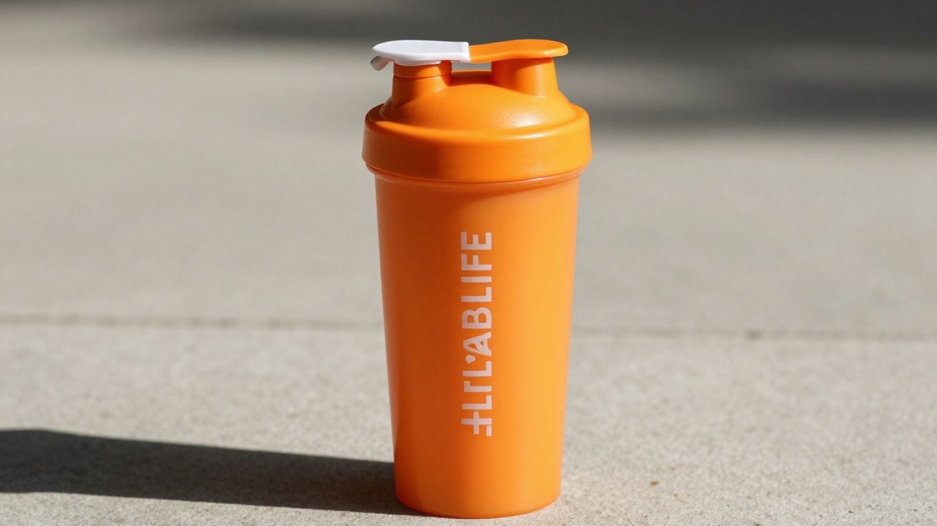 Herbalife shaker bottle on a clean surface.