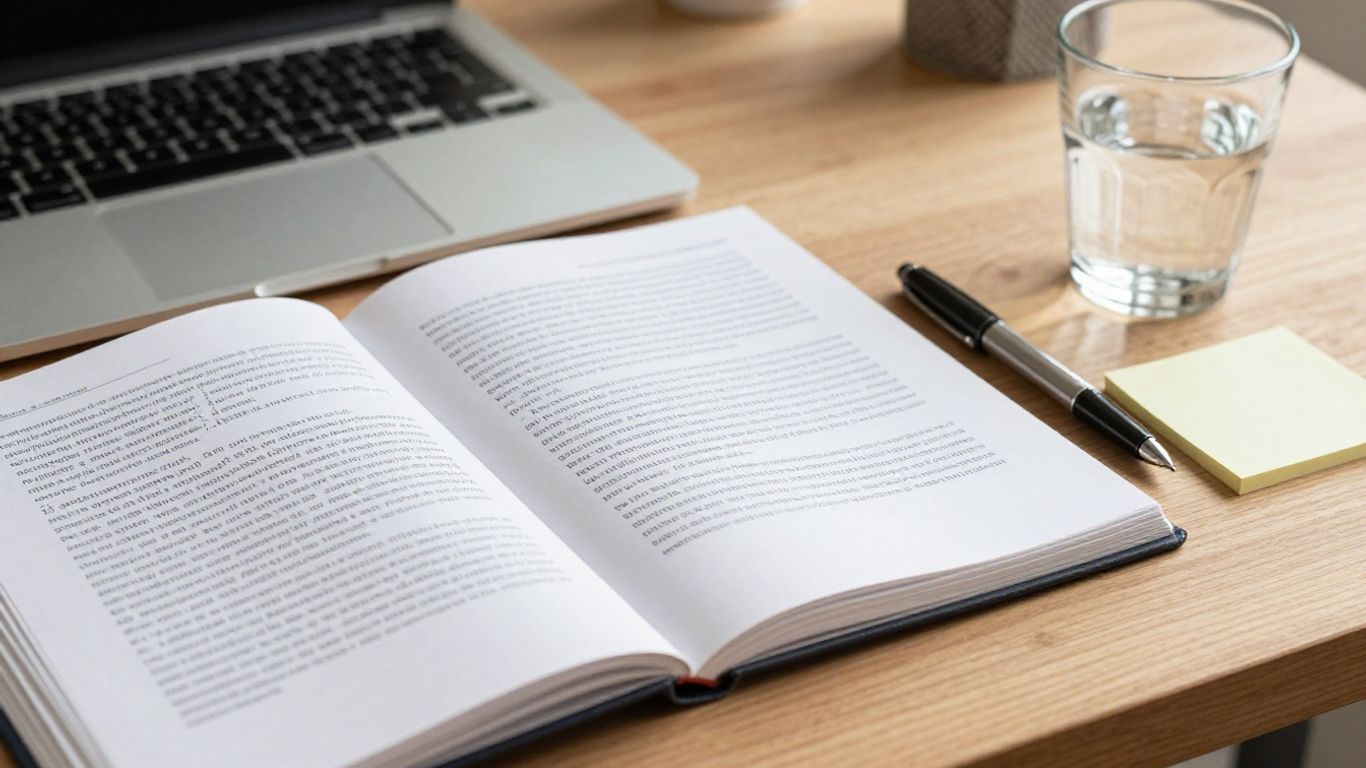 Editor reviewing AI draft beside reference notes