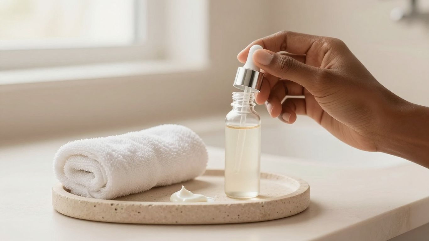 Calm skincare routine for sensitive brown skin