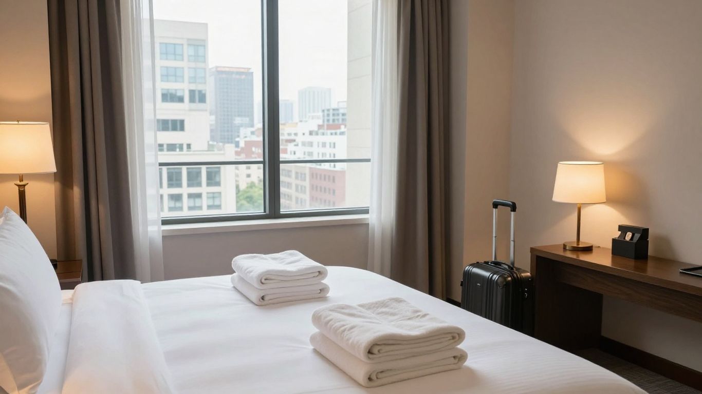 Chambre d’hôtel lumineuse préparée pour un séjour