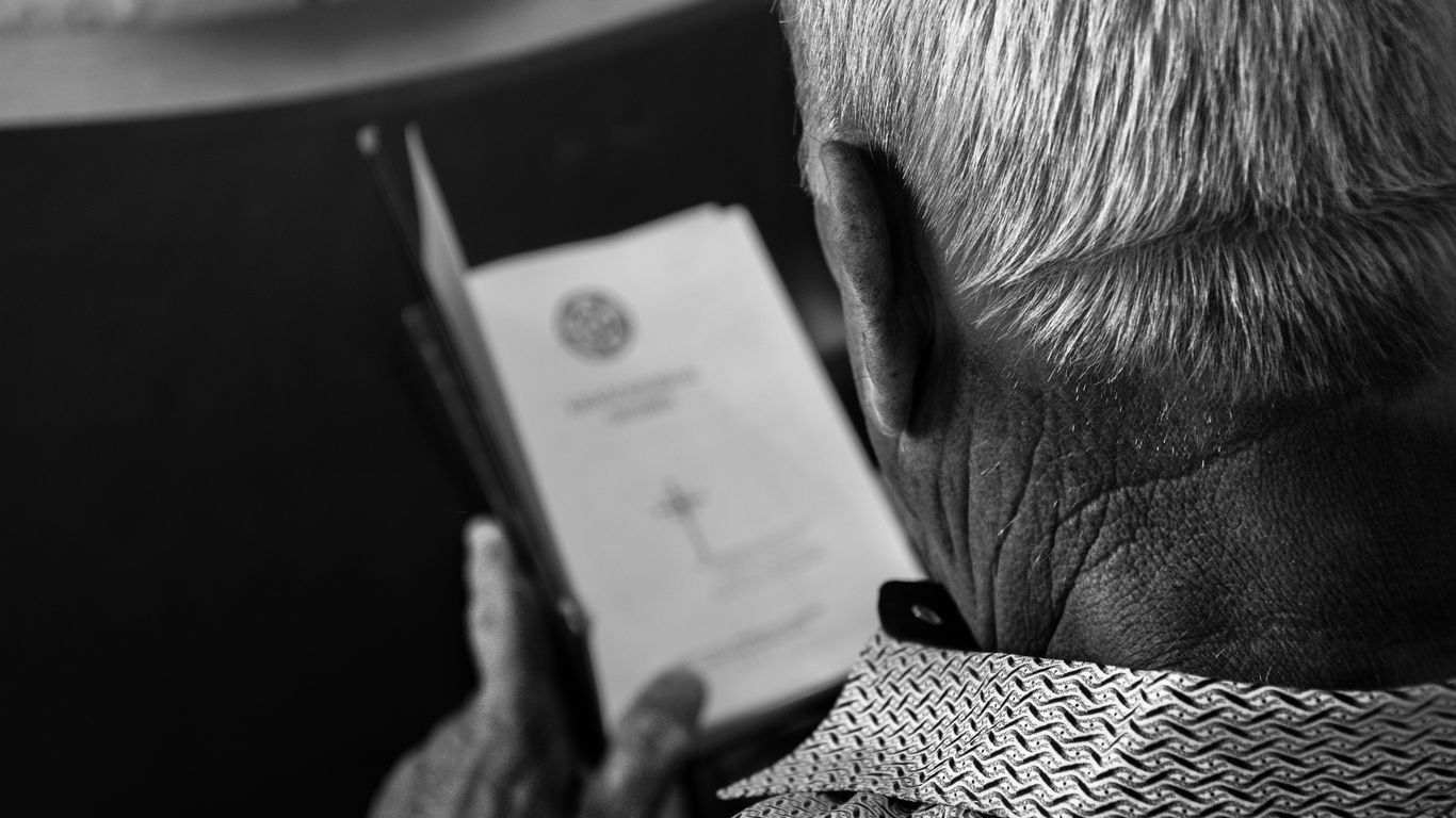 person reading card