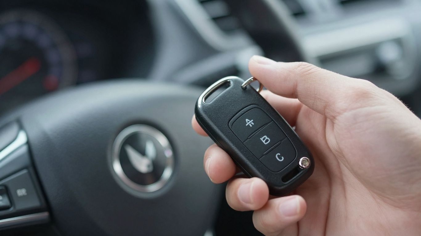 Car key fob near car ignition