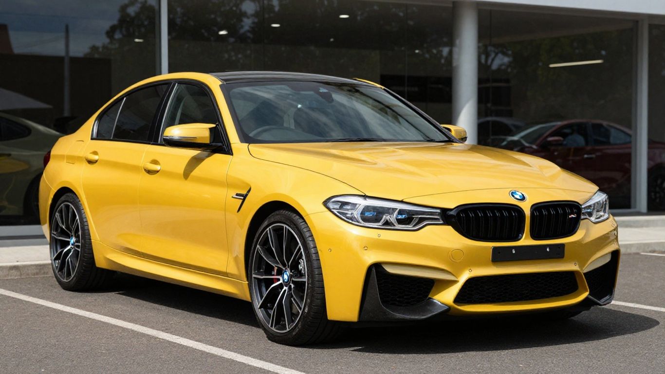 BMW M Series car at South Coast BMW dealership.