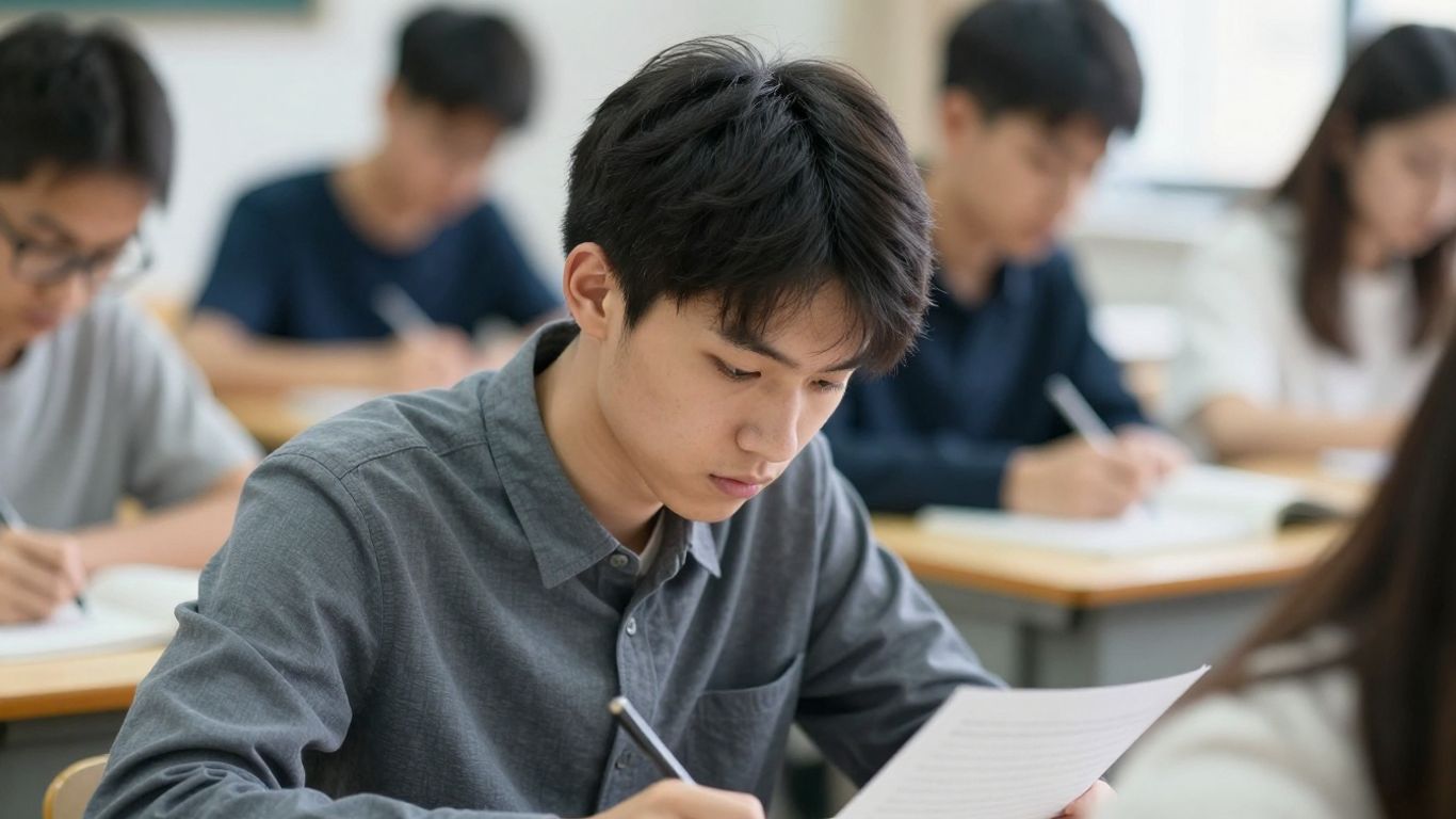 Person concentrating deeply on a task.