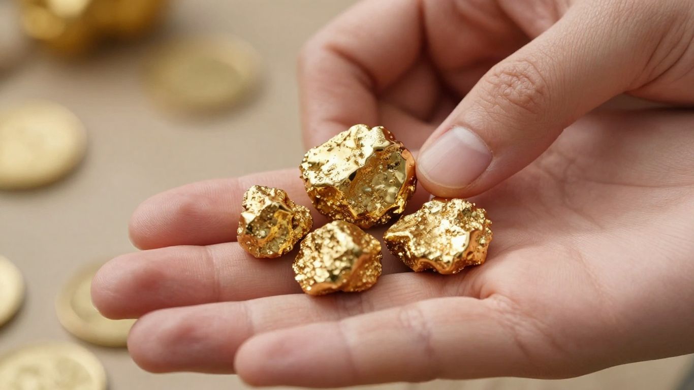A person's hand holding gold