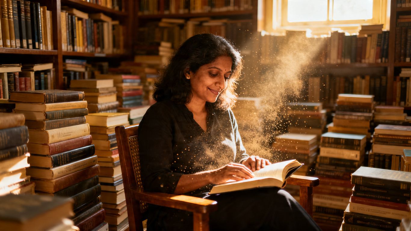 Arundhati Sharma with her personal book collection.