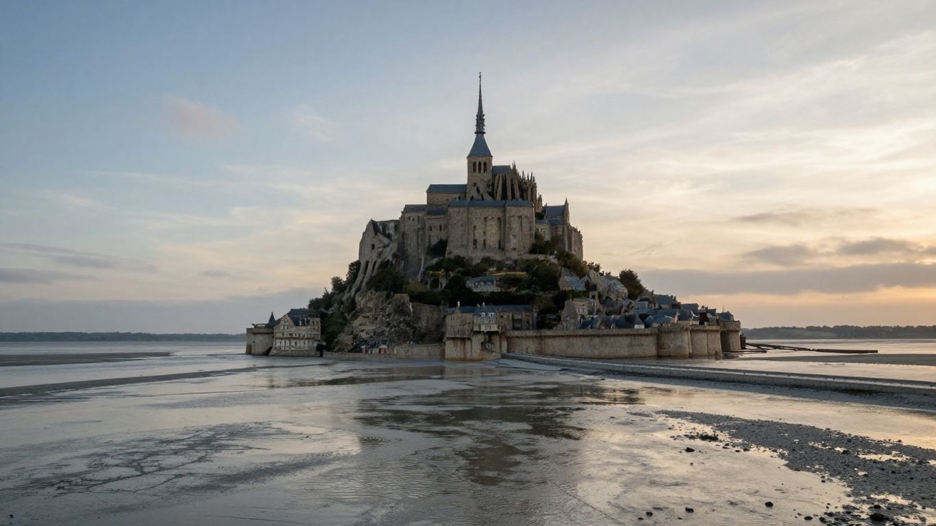 Mont Saint Michel above the tidal bay