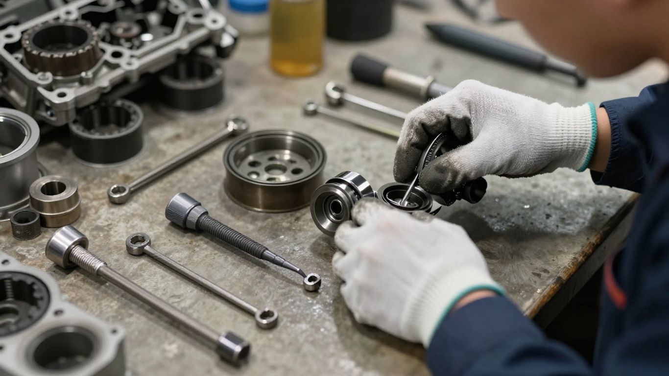 Mechanic accessing engine
