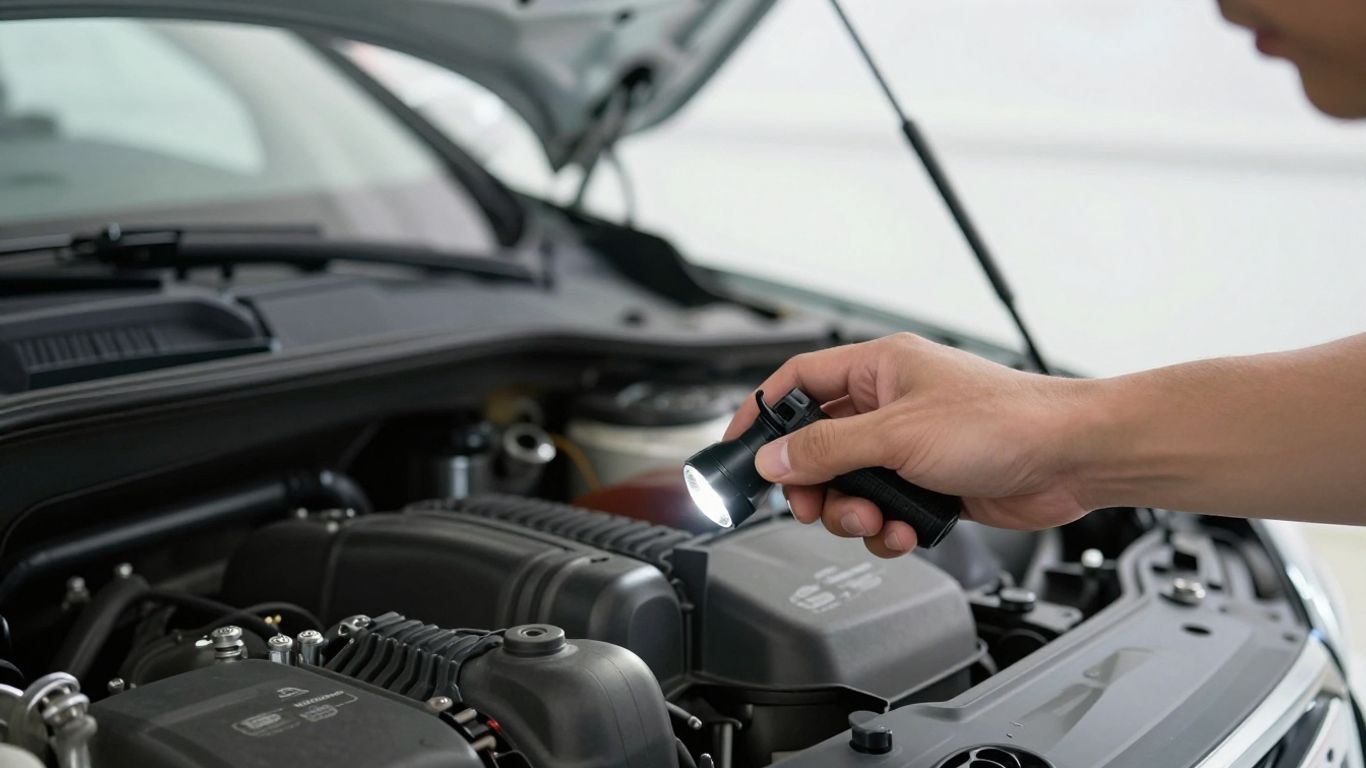 Vehicle identification details beside an open hood