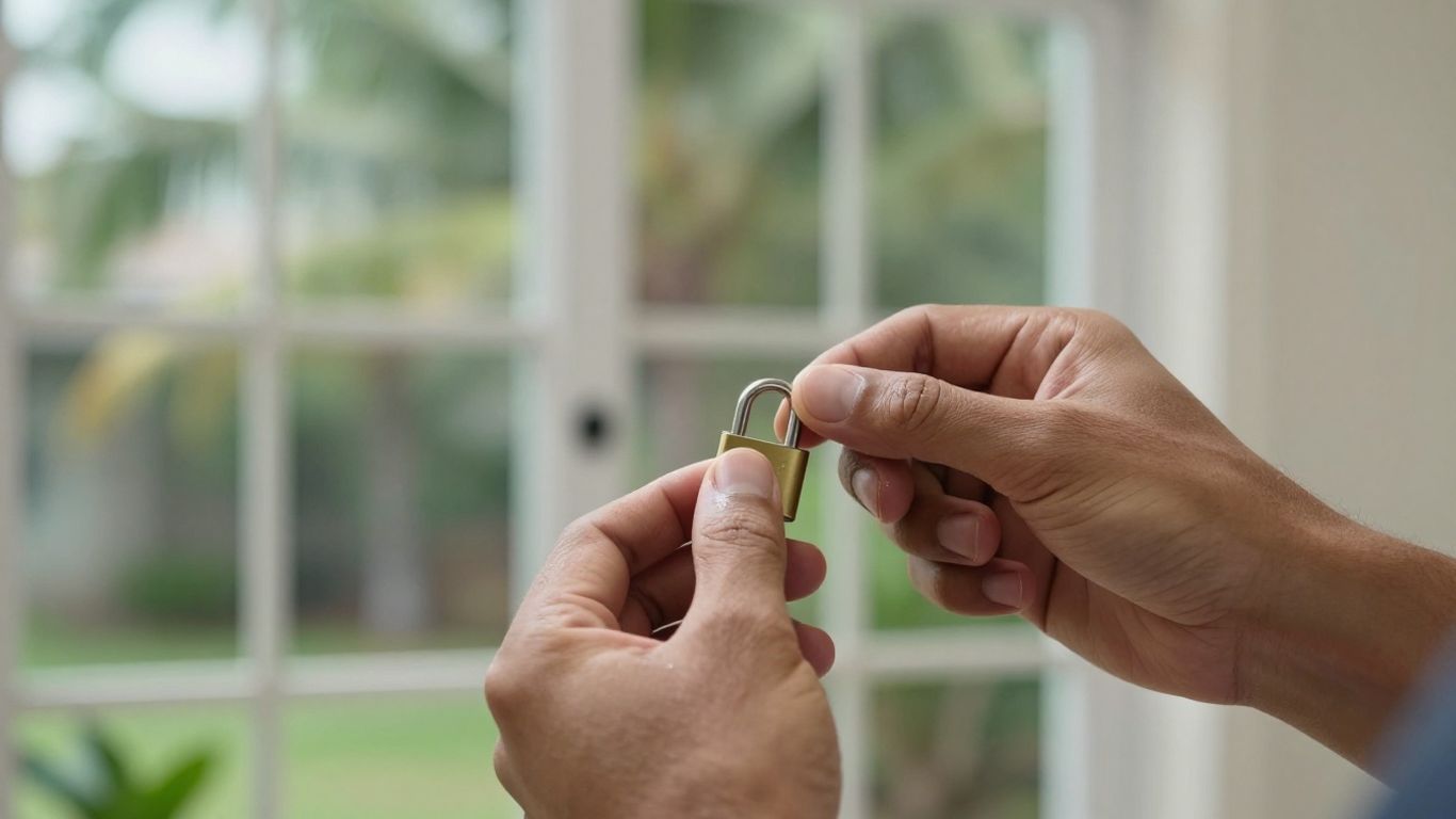 Locksmith picking a lock on a Honolulu door.
