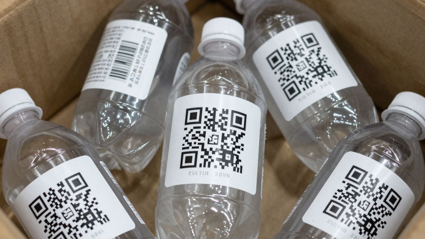 Dynamic QR labels on industrial bottle surfaces