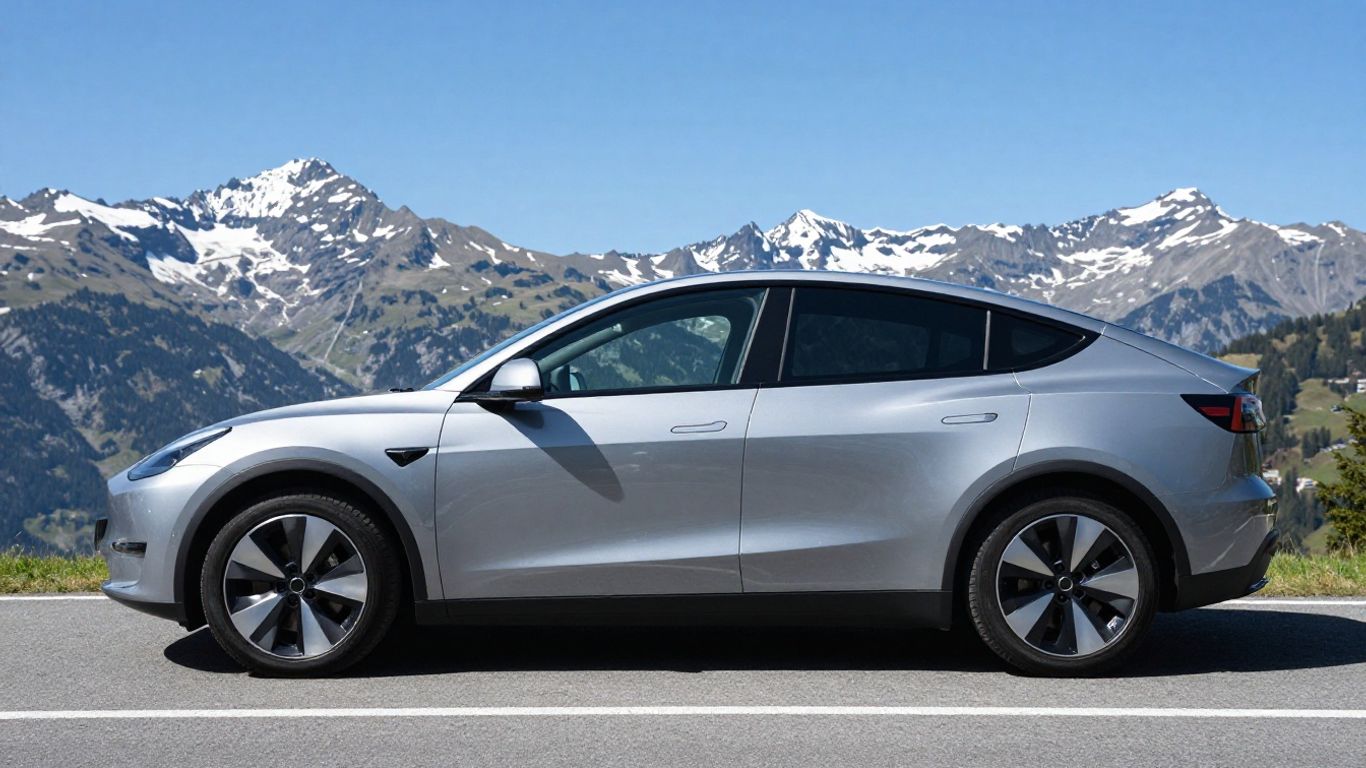 Auto in der Schweiz mit Bergen im Hintergrund