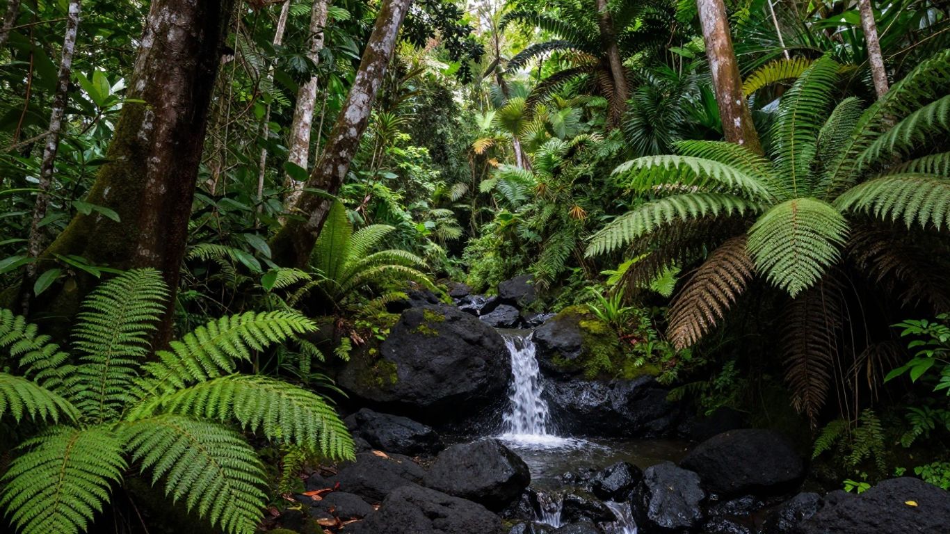 Lush tropical forest trail