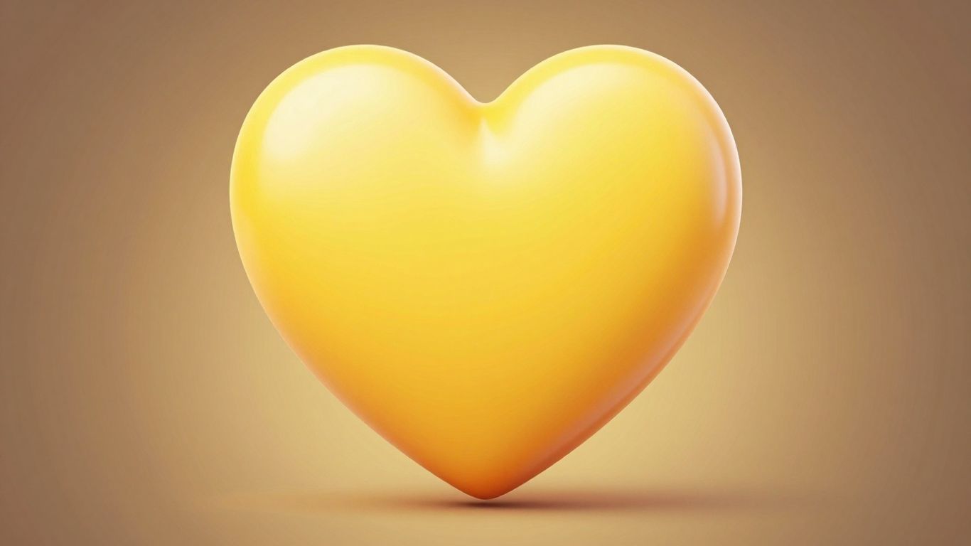 Un emoji de cœur jaune sur fond flou.