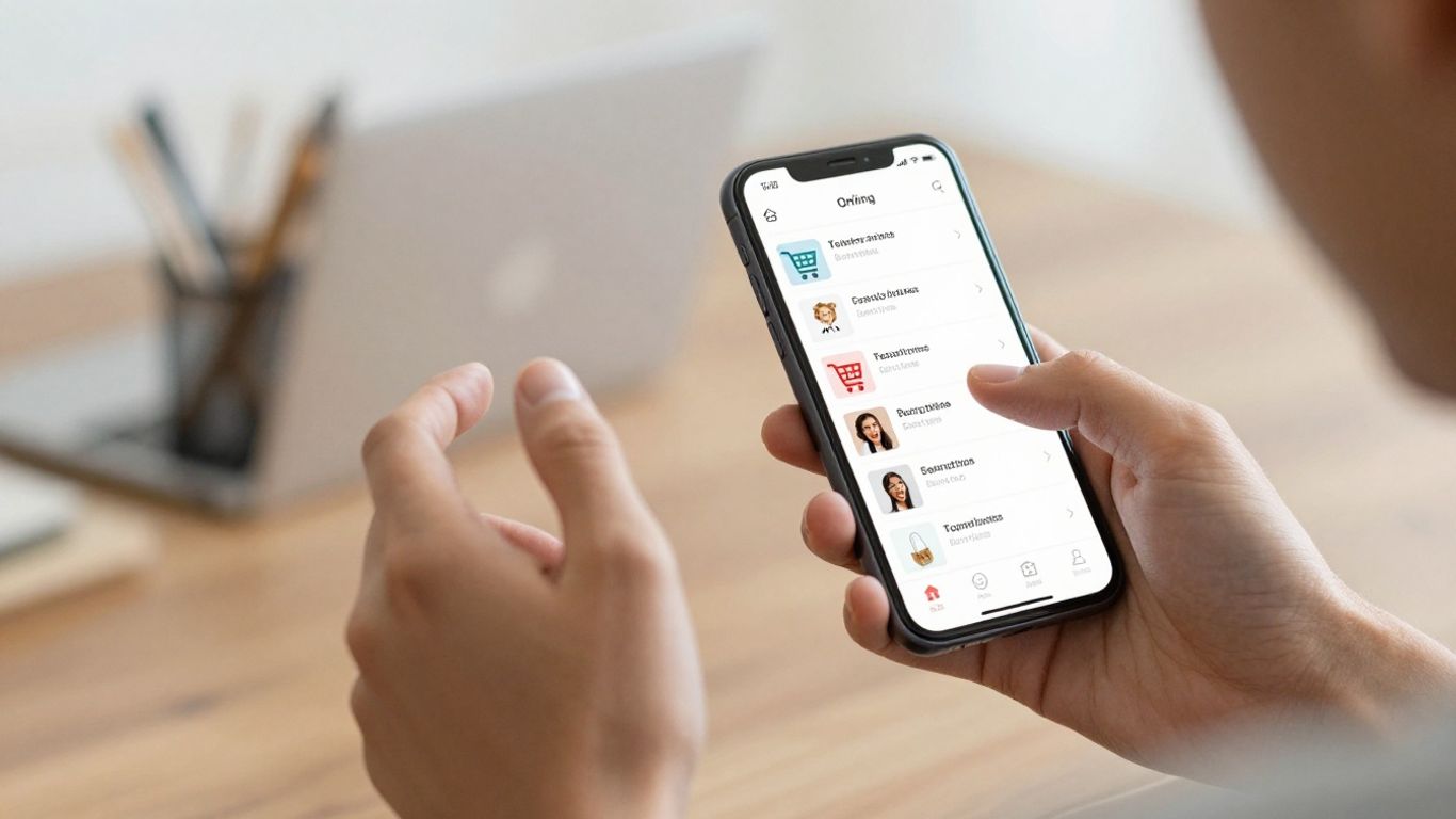 Person making an online purchase on a smartphone.