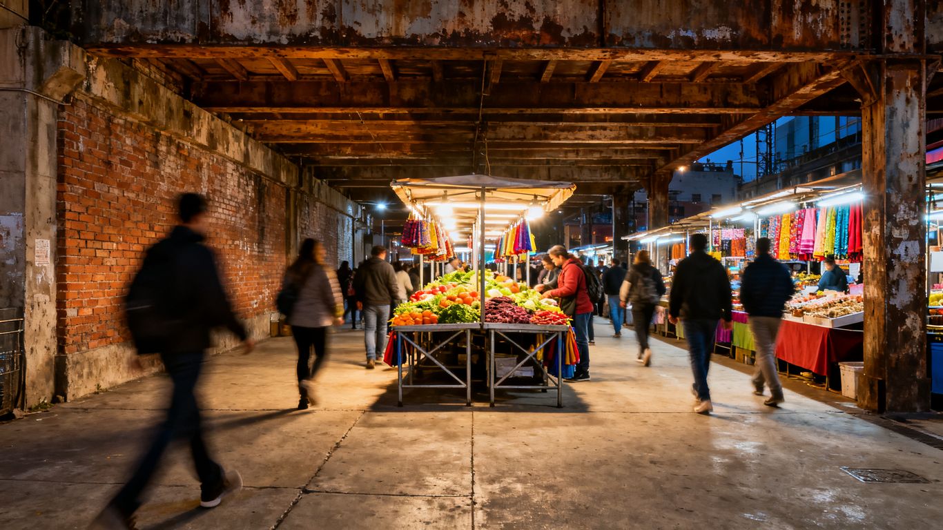 High-density walkways filled with local activity