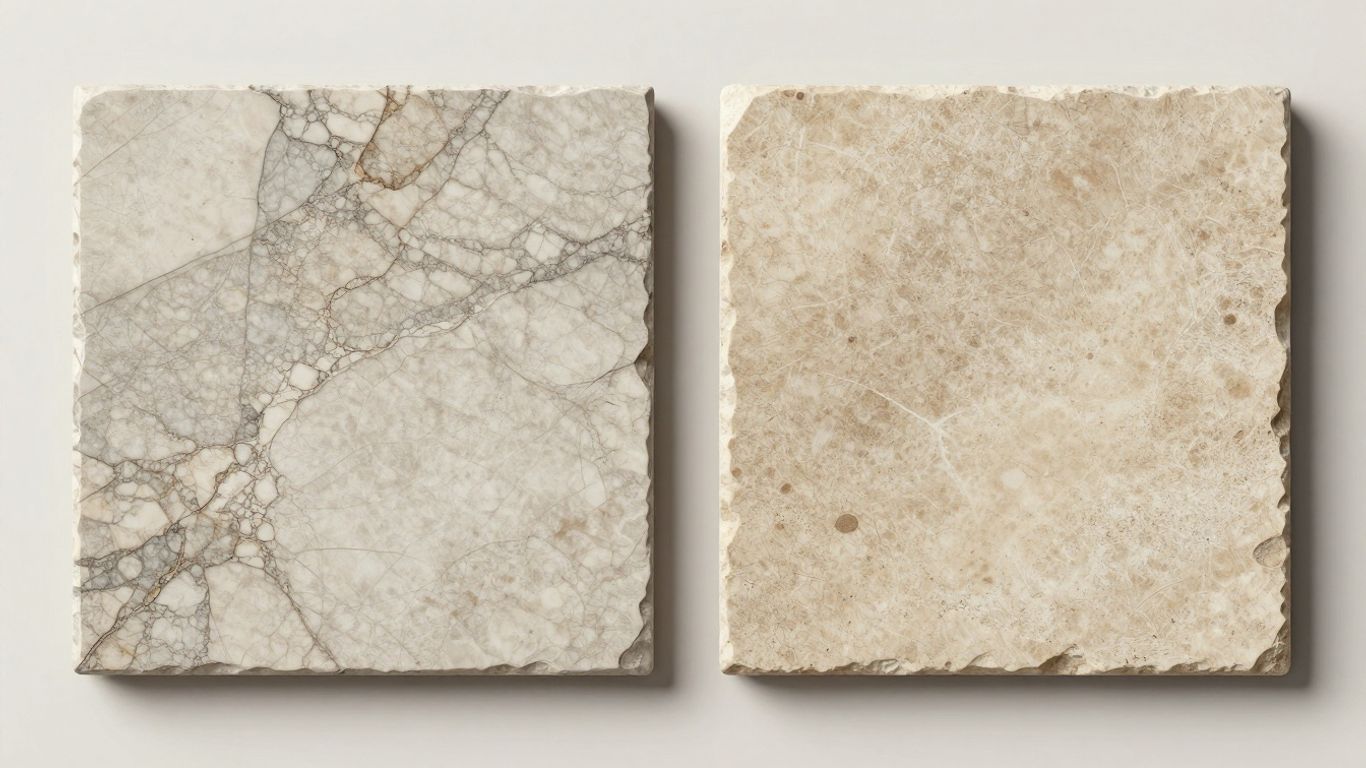 Marble and limestone tiles comparison sketch.