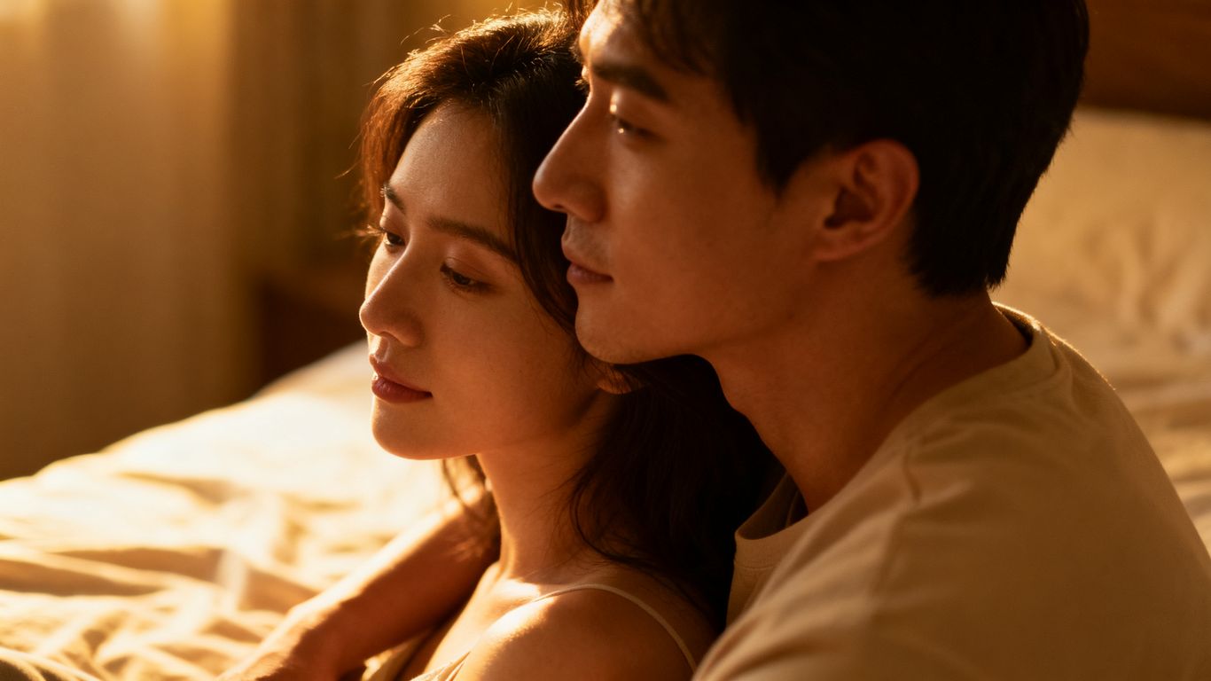 Couple sharing a tender moment after intimacy.