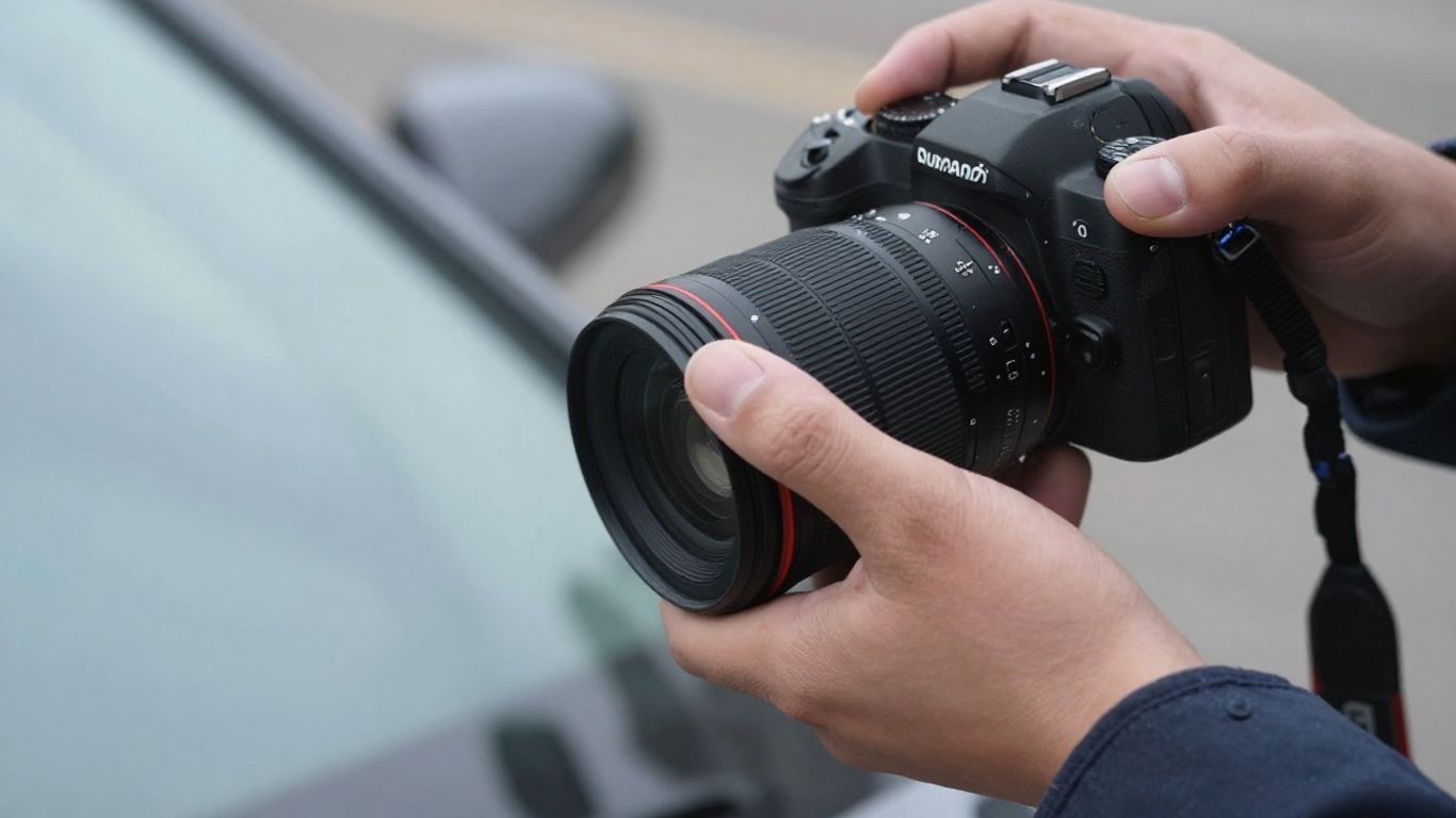 Schadenaufnahme am Auto mit Kamera