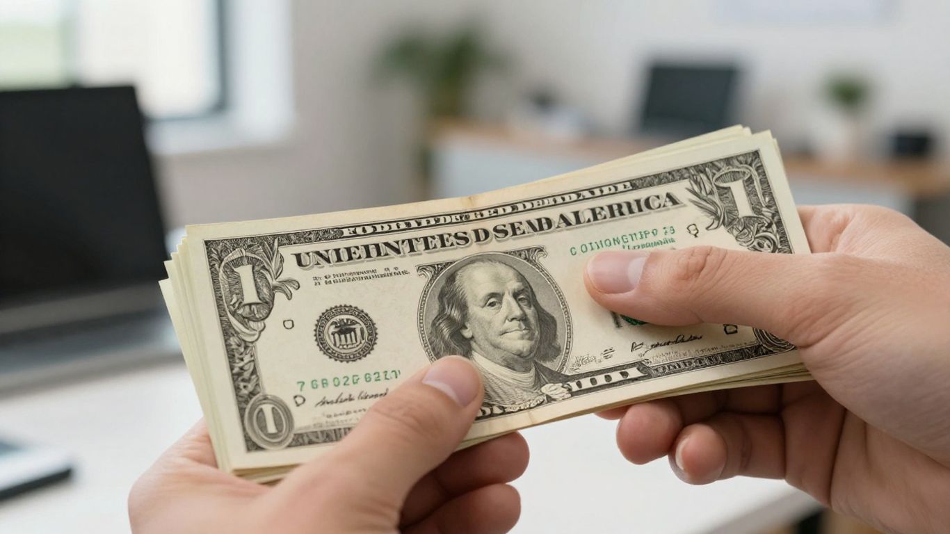 Hand holding money, business growth concept.