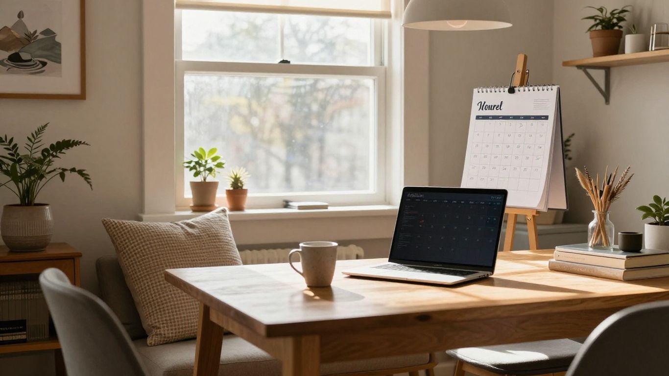 Airbnb interior with calendar showing long stay discount