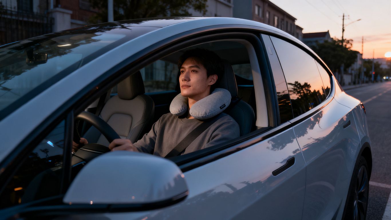 How to Set Up Neck Support for a Stop-and-Go Tesla Commute