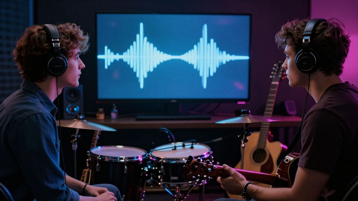 Musician comparing AI music video workflows