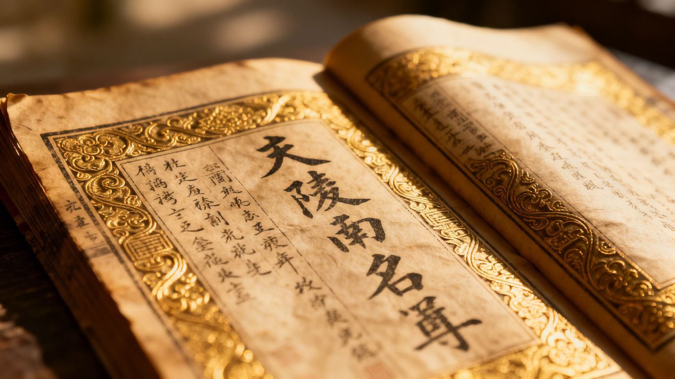 一本古老命書的特寫照片