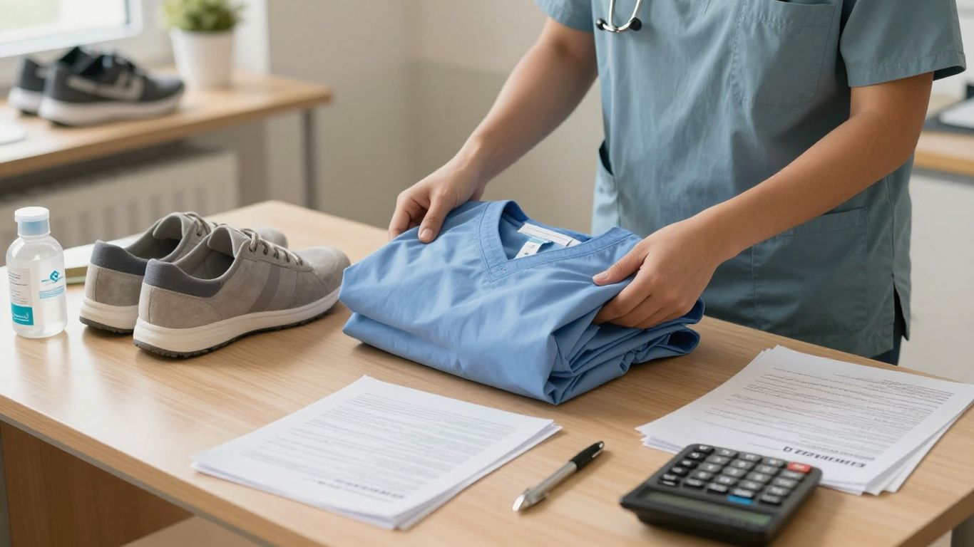Nursing aide student reviewing training costs and supplies
