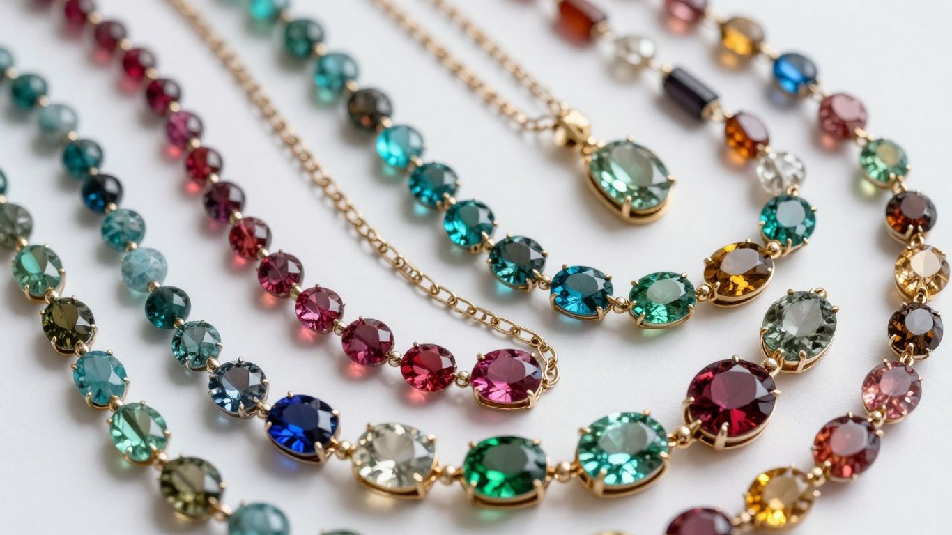 Assortment of beautiful gemstone necklaces