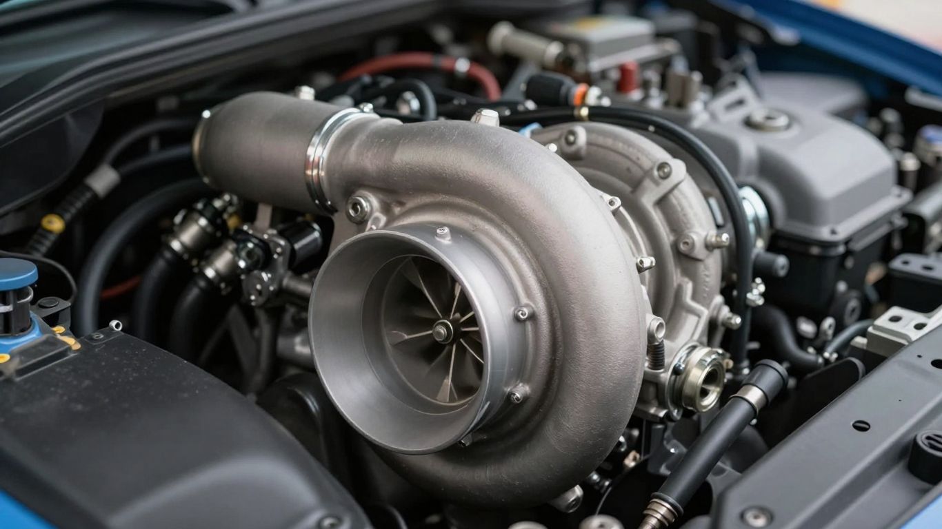 Audi petrol engine with turbocharger detail